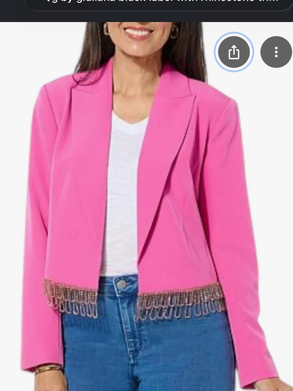 G by Giuliani Black Label Pink Blazer with Rhinestone Trim
